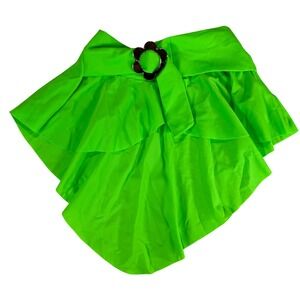 Latin Angel VTG Neon Green Ruffle Mini Skirt Swim Cover Up Made in Brazil Size M